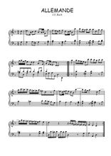 Téléchargez l'arrangement pour piano de la partition de Allemande en PDF